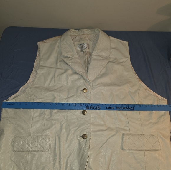 OBO New YORK Women's size 4X vest & skirt leather cream 32 - Picture 4 of 15
